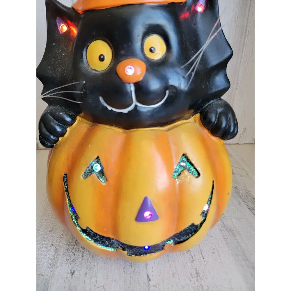 Eerie Alley light up‎ cat pumpkin candy corn Halloween prop home decor